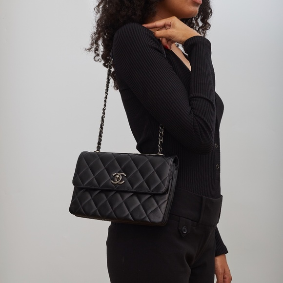 CHANEL LAMBSKIN BLACK TRENDY CC FLAP BAG (2015) - Picture 11 of 12